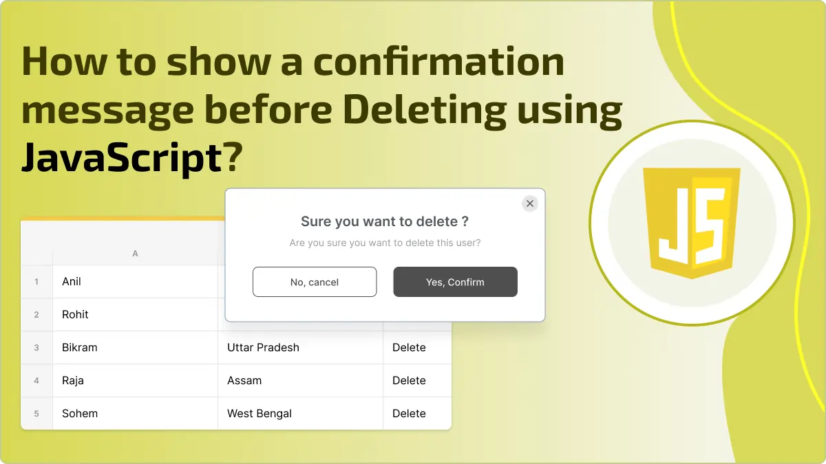 How to show a confirmation message before deleting using JavaScript?