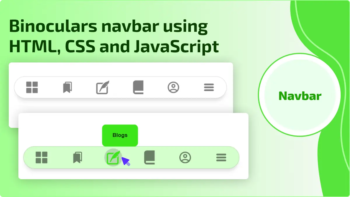 Binoculars navbar using HTML, CSS and JavaScript
